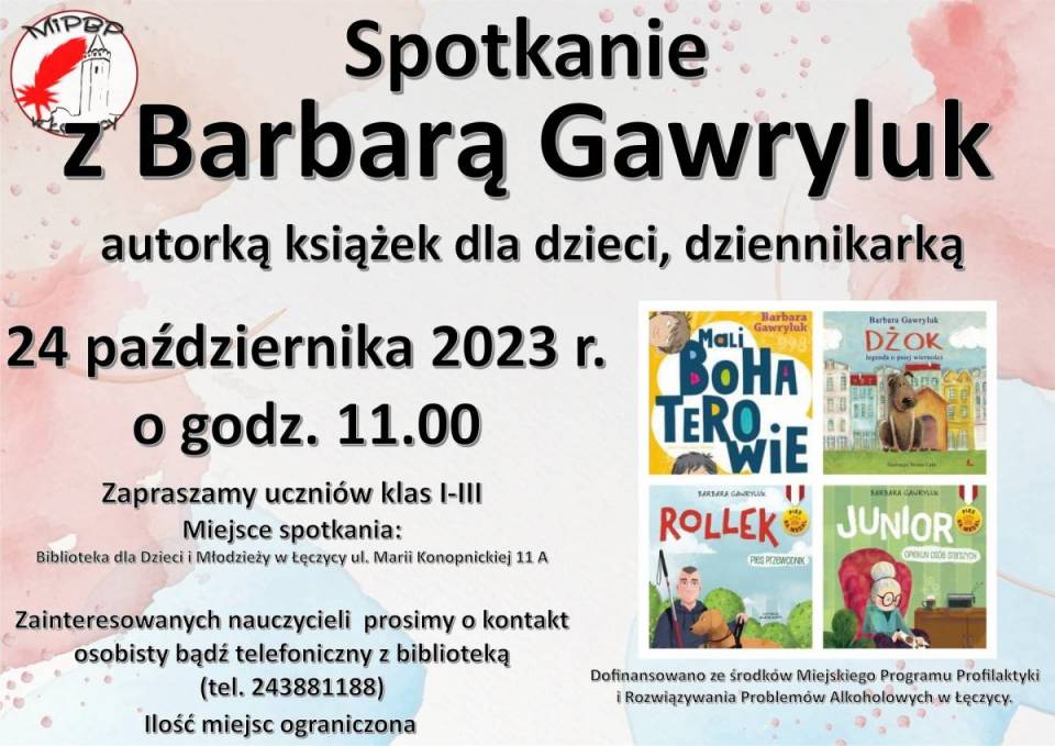 Autorka książek dla dzieci przyjedzie do Łęczycy
