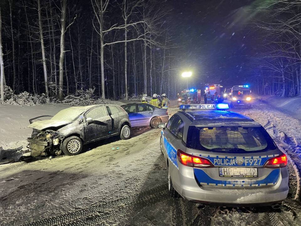 Jechali z dziećmi do szpitala, wpadli w poślizg. Wypadek na DK 74. W akcji ogrom służb [Wideo, foto]